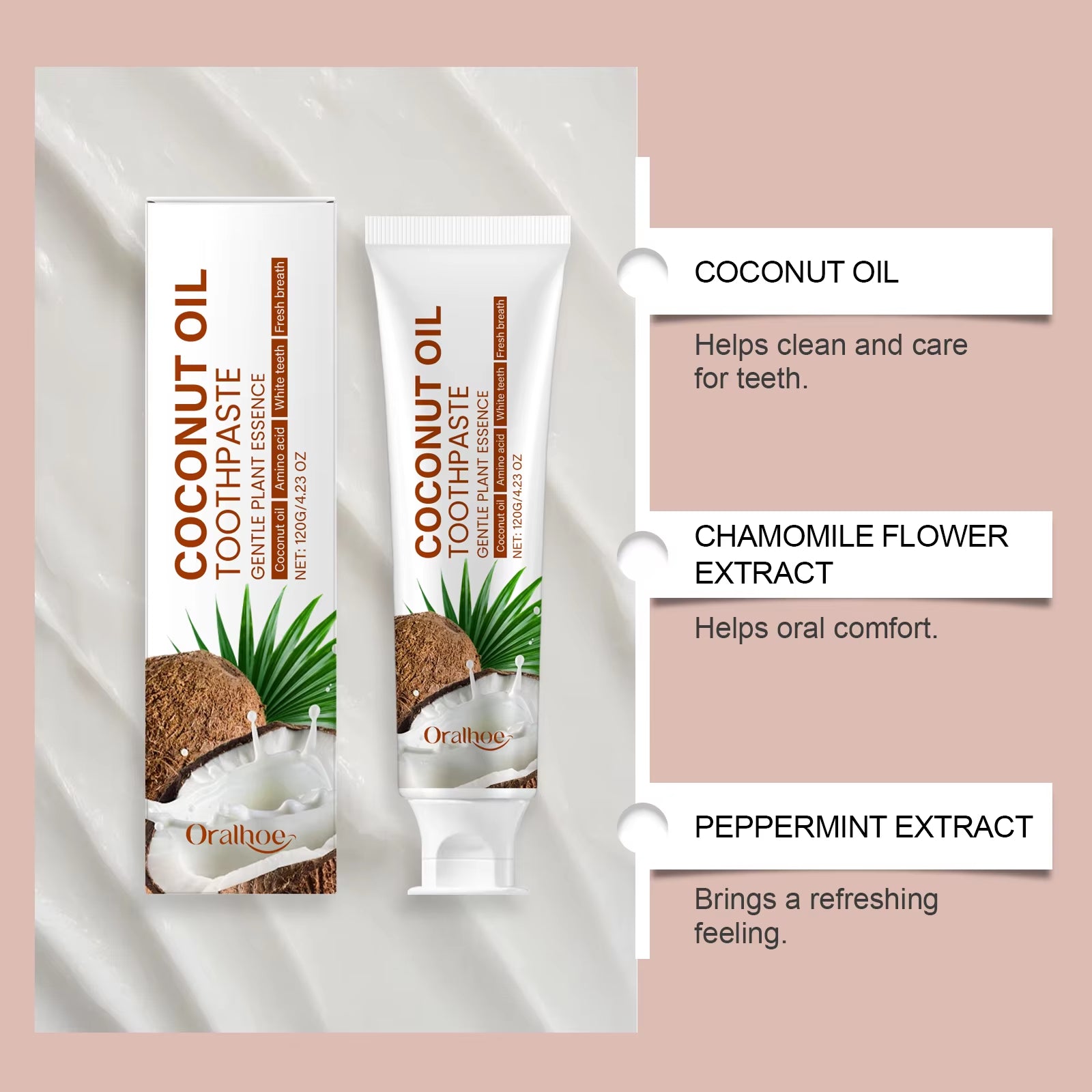 Coconut Oil Toothpaste: Freshens Breath, Nourishes Gums and Enamel, Family Oral Care Toothpaste